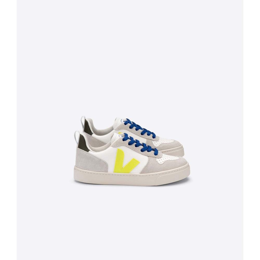 Veja V-10 BONTON Kids\' Sneakers White/Blue | CA 839YXF